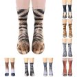 1Pair 3D Animals Print Socks Unisex Crew Long Socks Soft Casual Cute Cotton Socks Children Dog Horse Zebra Tiger Cat Paw For Sale