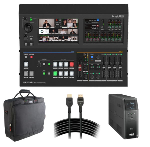 Roland VR-400UHD 4K AV Mixer Package with APC UPS, Gator Carry Bag, and HDMI Cables for Pro Streaming For Cheap