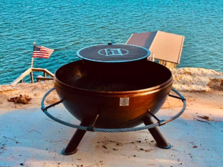 37  Carbon Steel Fire Pit w  Footrest on Sale