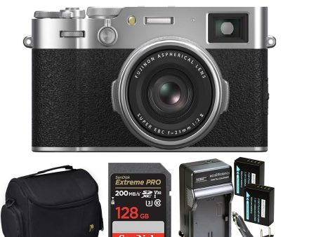 FUJIFILM X100VI Digital Camera (Silver Black) with Sandisk 128GB Memory Card | Carrying Case | 2x Spare Batteries & AC DC Charger Bundle Online now