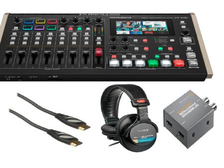 Roland VR-6HD Direct Streaming AV Mixer Bundle with Sony Headphones + Micro Converter & Cable KIT Online now