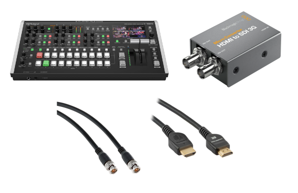 Roland V-160HD Streaming Video Switcher Bundle with Blackmagic Design Micro Converter + HDMI to SDI 3G 8K HDMI Cable + Pearstone 25  SDI Video Cable (BNC to BNC) Online