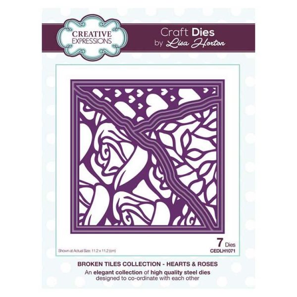 Creative Expressions Broken Tiles Collection Hearts & Roses Craft Die Online now