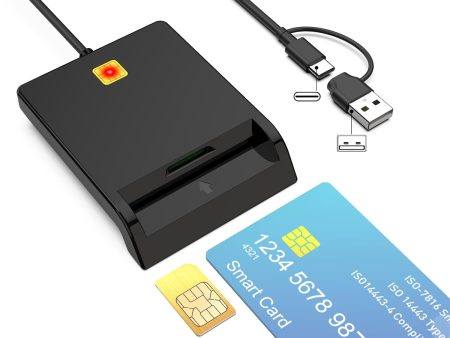 CAC Card Reader Military, USB SIM Card Reader 2 in 2 Smart Card Reader DOD Military USB Common Access CAC, ID Debit Credit Card Reader has USB & USB C Port for Windows,Mac OS,Linux,Android Fashion