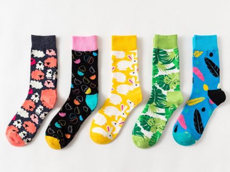 2019 Colorful Bunny Rabbit Plant Animal Fruit Socks Short Funny Cotton Socks Women Winter Men Unisex Happy Socks Online