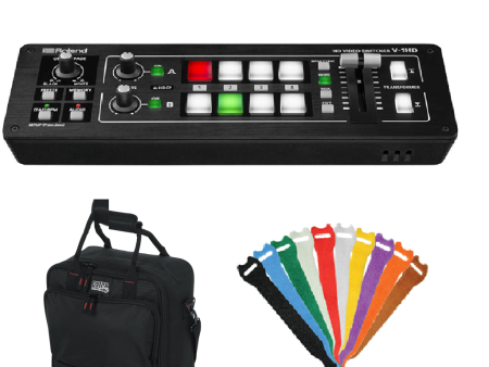 Roland V-1HD Portable 4 x HDMI Input Switcher with Gator Mixer  Case & Touch Fastener Straps (Multi-Colored, 10-Pack) Bundle Online