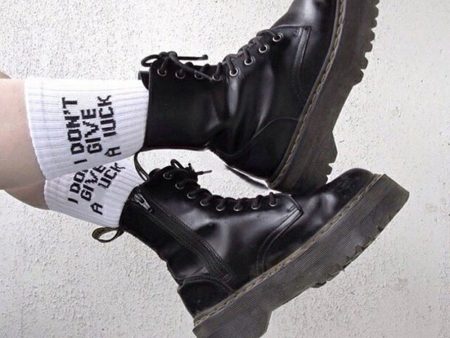 1pair humor words Print Warm Casual Socks Autumn Winter White Socks Cotton Socks Grunge Style Girls Cool White Casuals awesome Fashion