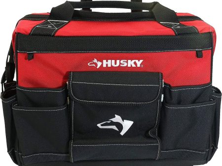 Husky GP-43196N13 18  600-Denier Red Water Resistant Contractor s Rolling Tool Tote Bag with Telescoping Handle For Discount