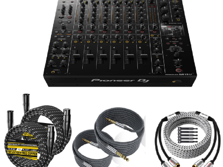 Pioneer DJ DJM-V10-LF 6-Channel Professional DJ Mixer (Black) - Cable Bundle Set Includes: XLR Cables 25ft 2 Pack + RCA Cable 25 Ft +  4 Inch TRS Instrument Cable 10ft 2Pack For Cheap